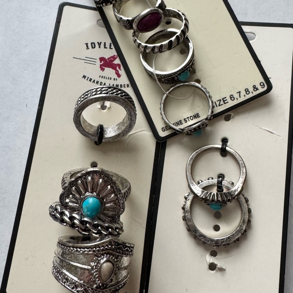 IDYLLWIND-11 Pcs. Silver and Turquoise Rings